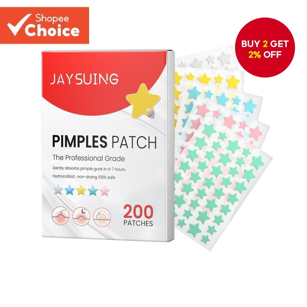200-Piece Star-Shaped Acne Patches – 5 Color & Multi-Size Hydrocolloid ...