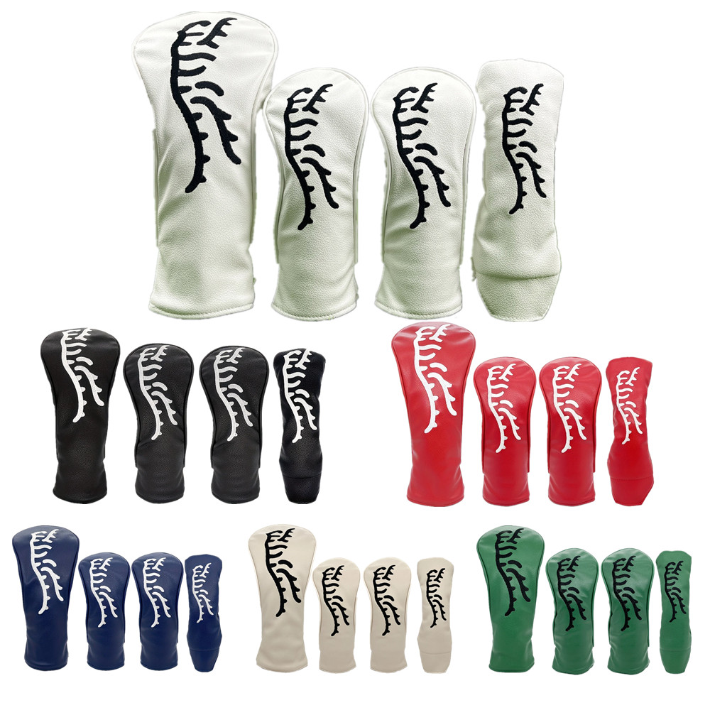 Tiger Style Leather Golf Head Cover Fit Driver Fairway Wood Hybrid Club ...