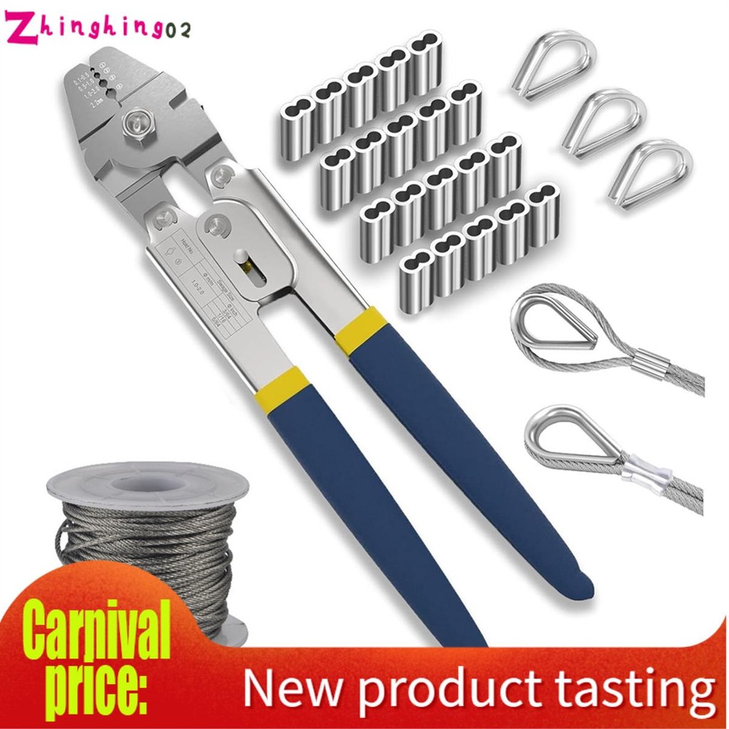 ★zhinghing02★ Wire Rope Crimping Tool,50FT Wire Rope,Wire Crimping Tool ...