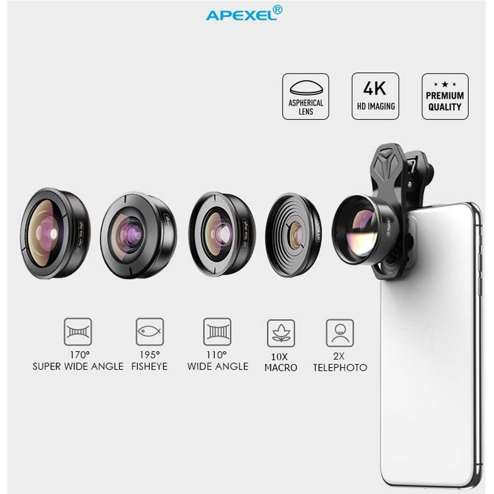 APEXEL Universal Clip 5 in 1 Smartphone Camera Lens - APL-HB5 | Shopee ...