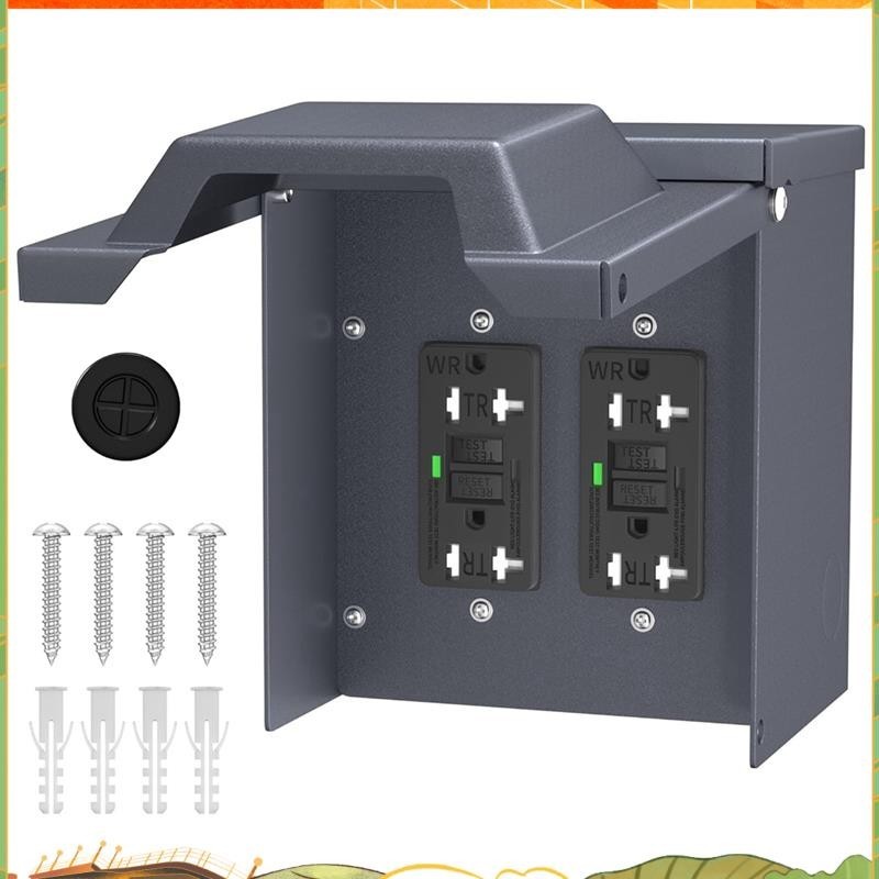 POP-2 Outdoor Power Outlet Box with Waterproof Cover Dual 20 Amp WRTR ...
