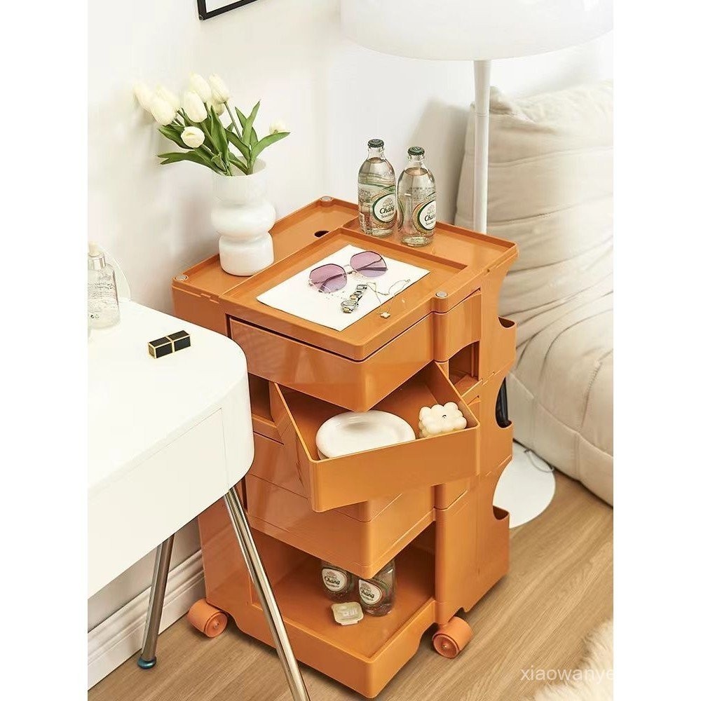 +++Nordic Creative Storage Trolley Bedside Table Rotating Storage ...