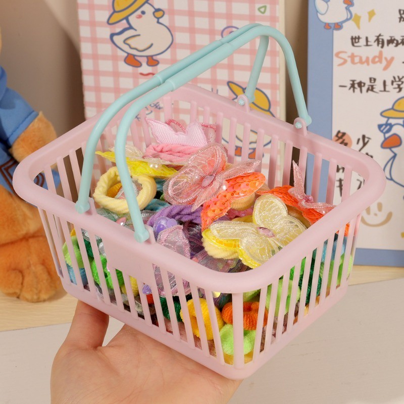 Cute Macaron Handheld Storage Basket With Random Accessory Jewelry ...