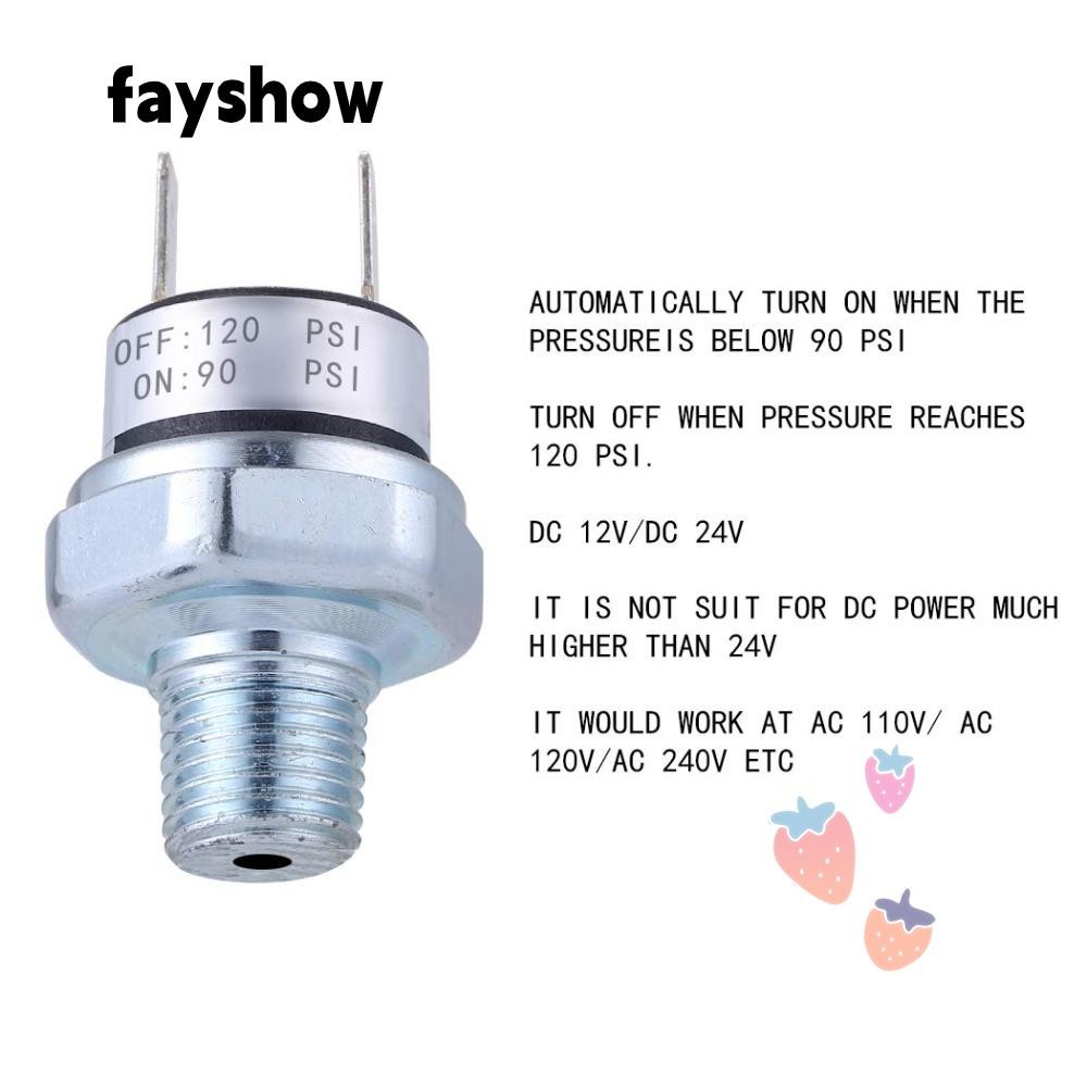 Air Pressure Switch 90-120 PSI – 1/4"-18 NPT Male, DC 12V/24V & AC 110-240V, For Air Tanks, Horns & Suspension Systems