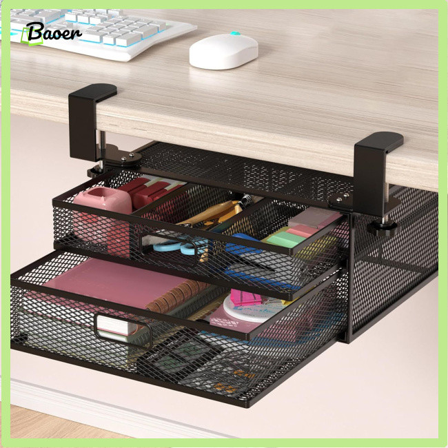 3 Pack Under Desk Drawer Organizer, Desk Drawer Attachment