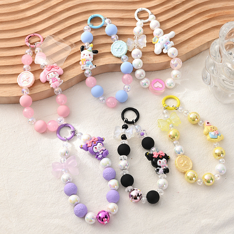 Cute Sanrio HandPainted Beads Mobile Phone Chain ins Heavy Industry