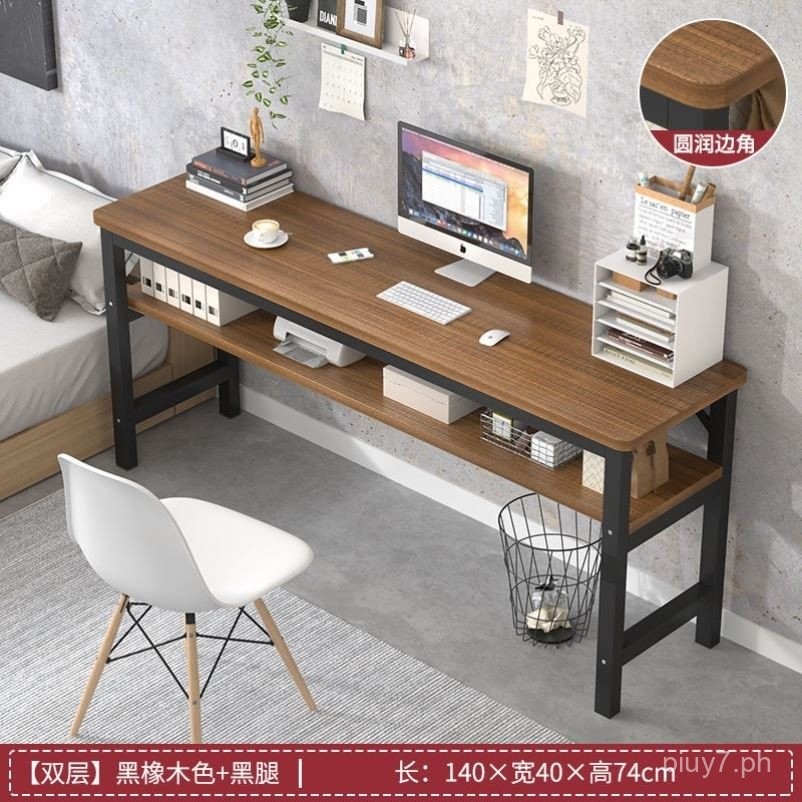 #Long Table Double Desk Household Steel Wooden Table Workbench Office ...