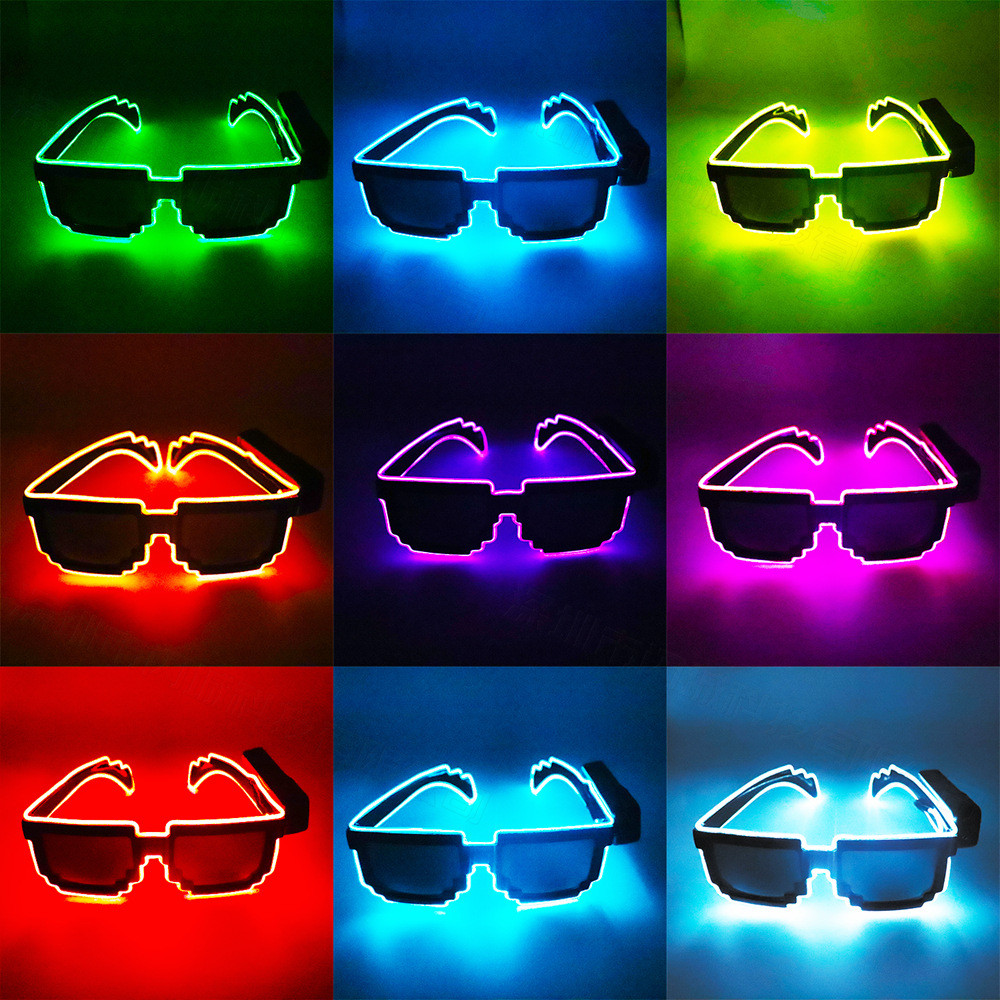 Rave Bar Glowing Glasses With Light Neon Party Decor LED Sunglasses For ...