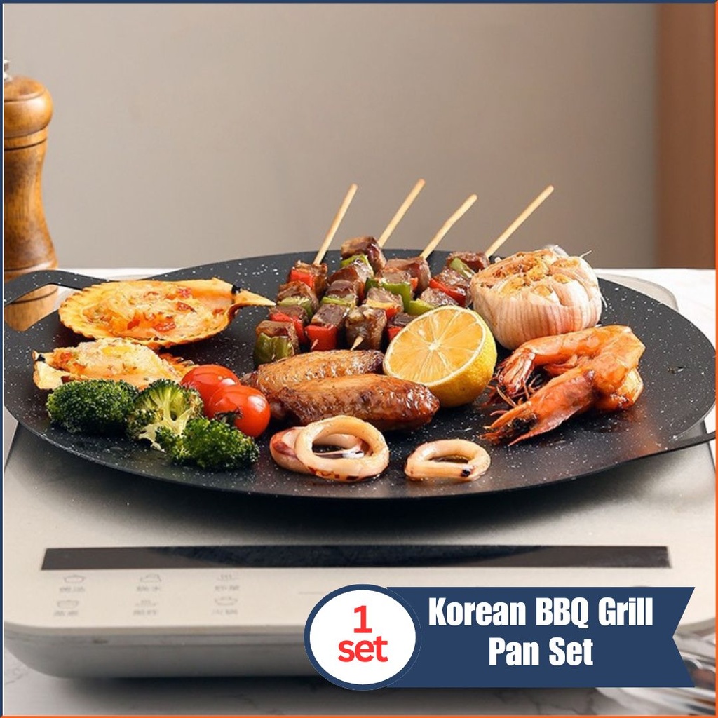PinoyMart Korean BBQ Grill Pan Set - Non-Stick Barbecue Pot for Outdoor ...