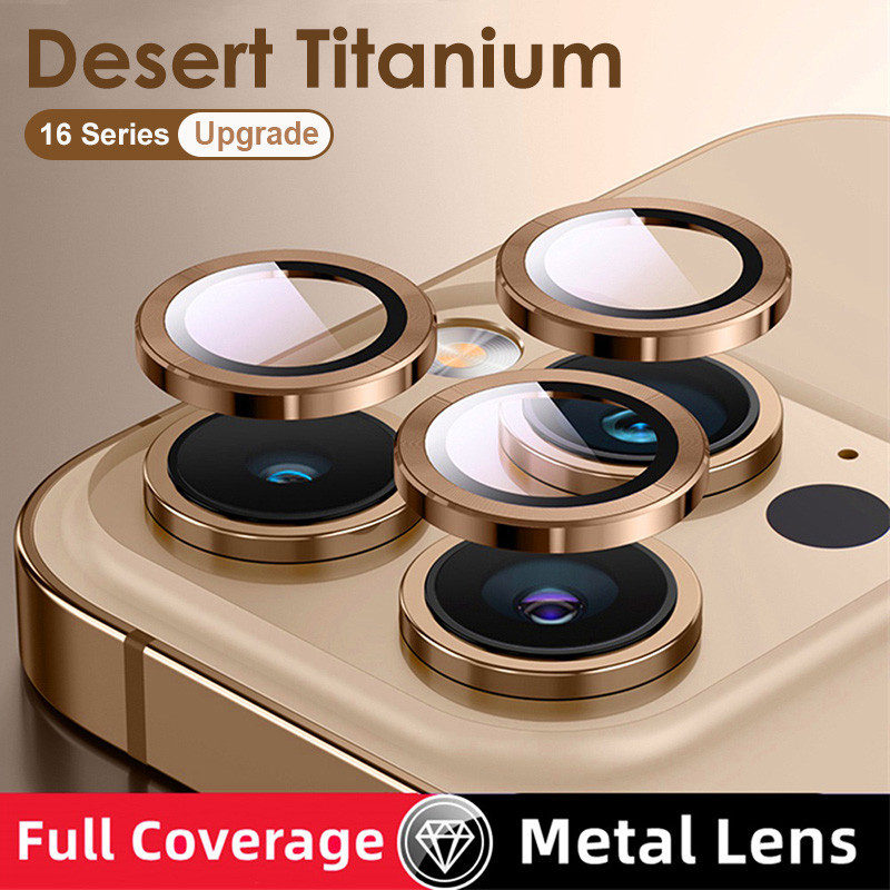 Desert Titanium Camera Lens Protector For iPhone 16 15 14 13 12 11 Pro ...