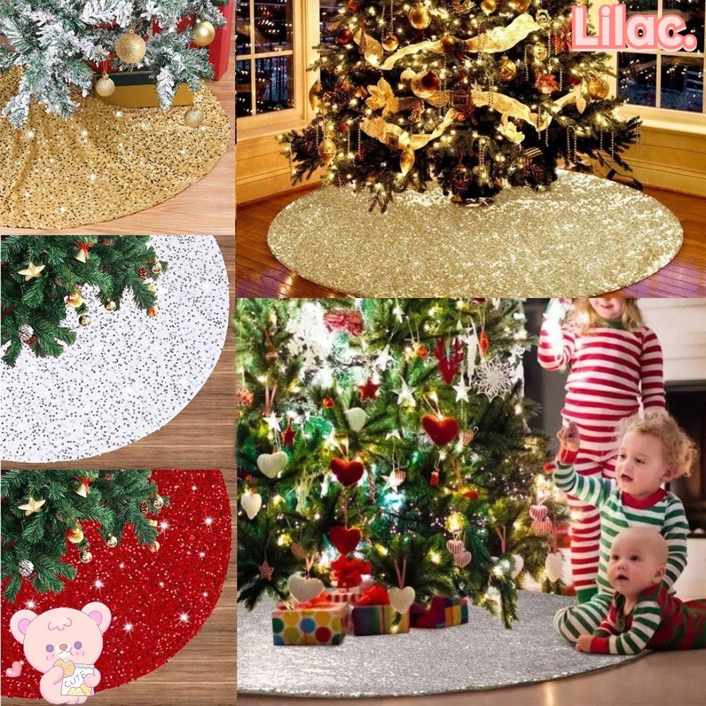 LILAC Christmas Tree Skirt, Glitter 78/90/122cm Sequin Tree Skirt