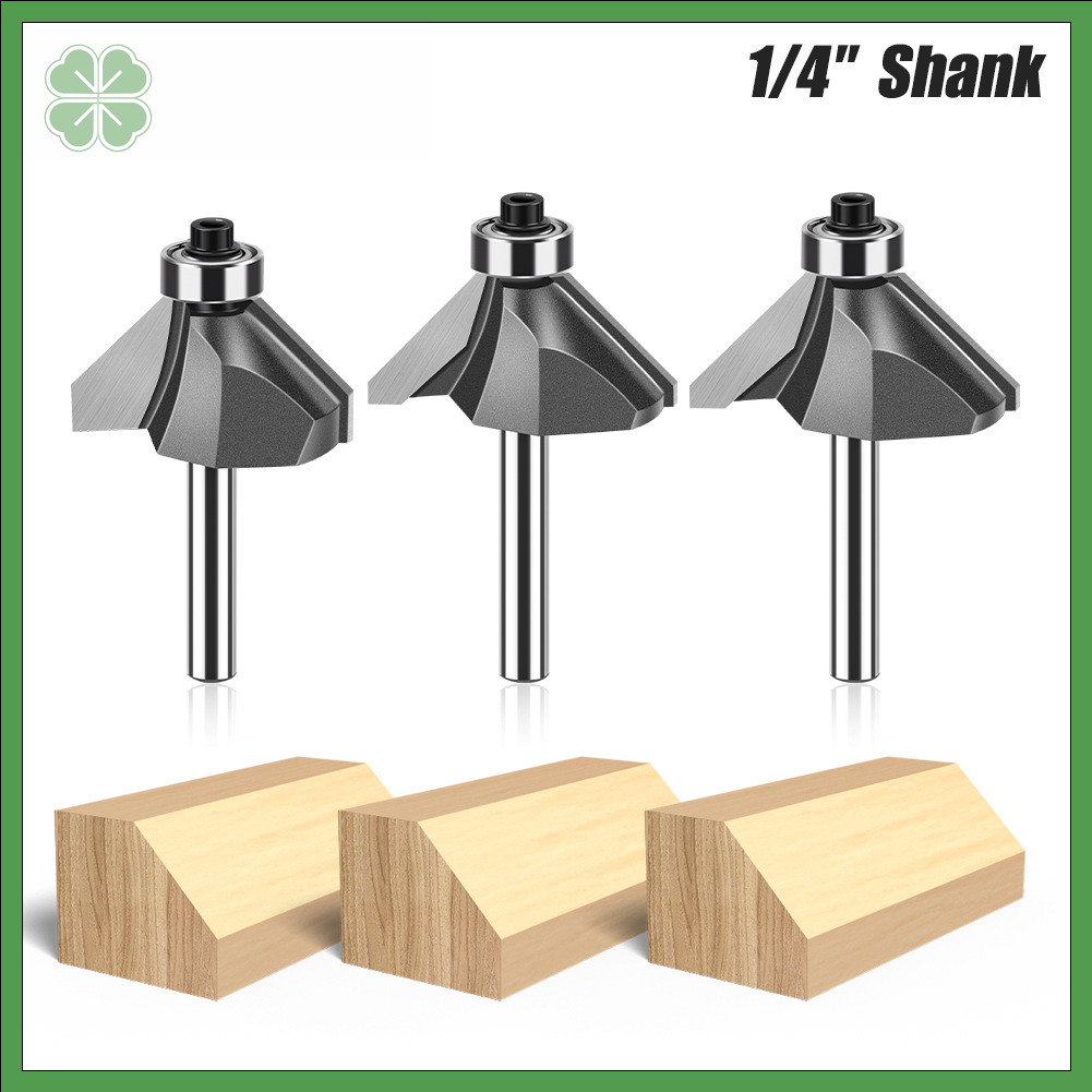 45 Degree Chamfer Router Bit, 1/4 inch and 1/2 inch Shank Chamfering ...
