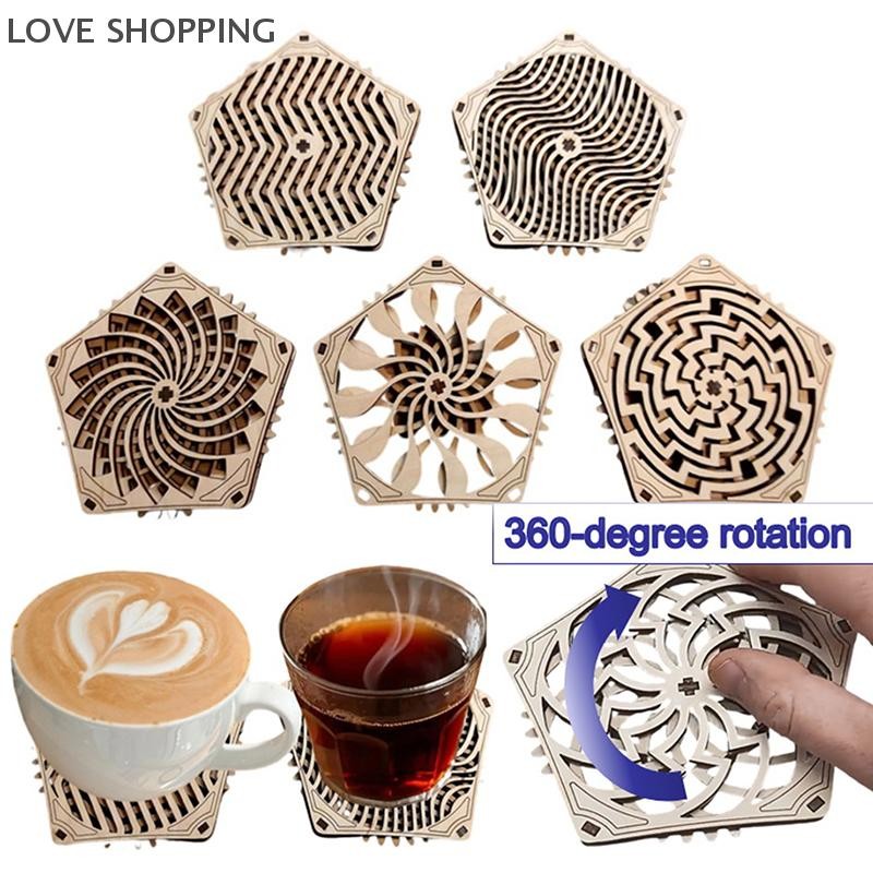 LOVESHOPPING Kinetic Coaster Handmade Unique Pentagram Design Swivel ...