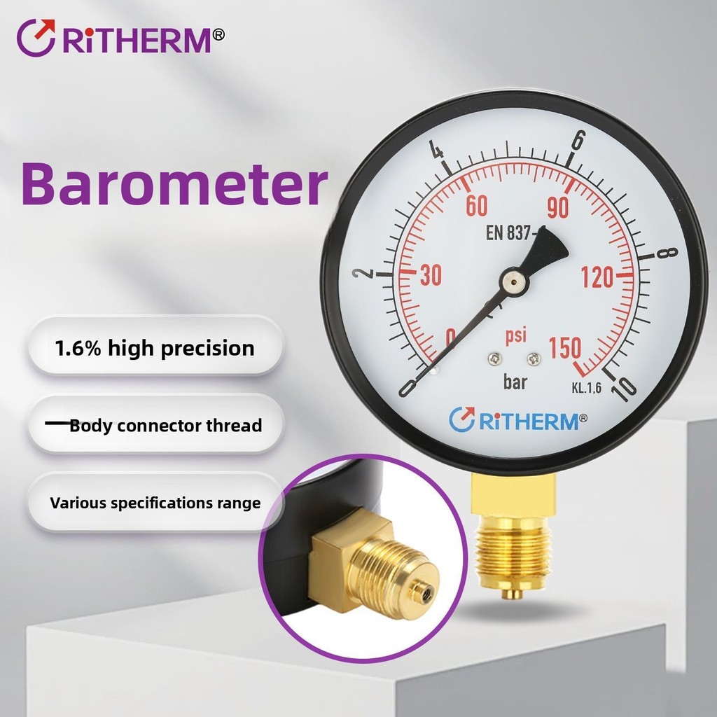 RITHERM Pressure Gauge High Precision Air Pressure Gauge 16bar Water ...