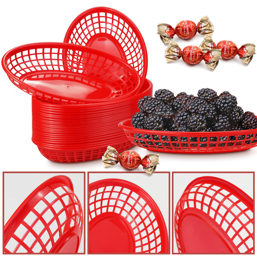 12*Food Serving Tray Basket Oval for Burger Unliwings Fries Nachos Rice ...