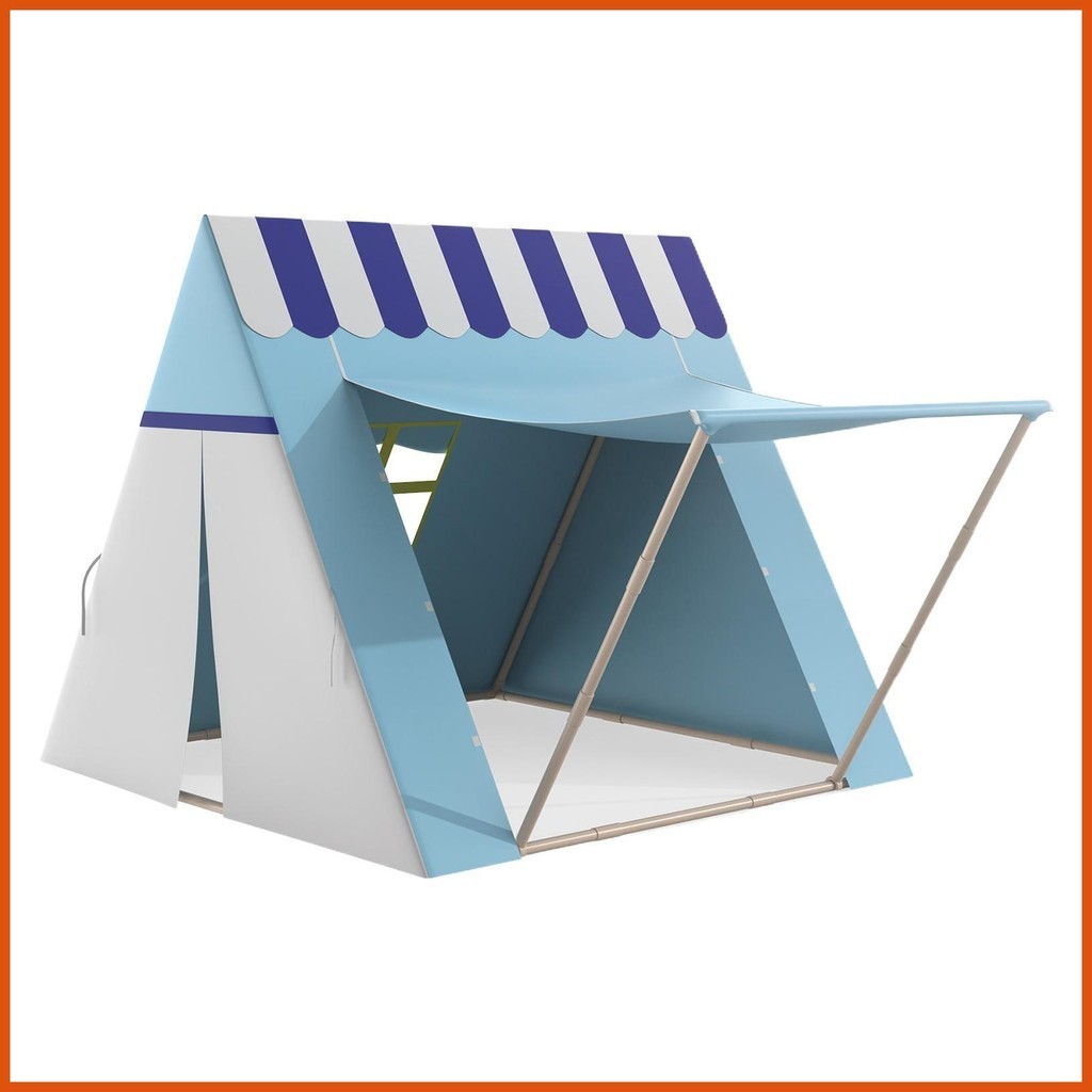 Kids Outdoor Tent Interactive Blue Canopy Children Playhouse with Roll ...