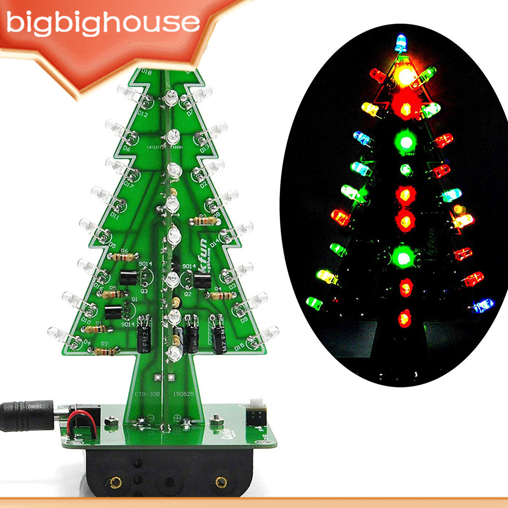 【Biho】DIY Christmas Tree LED Flash Kit 3D Learning Tool 3 Electronic ...