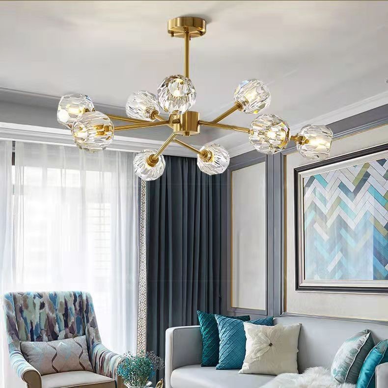 Crystal Chandelier for Living Room Center Ceiling Light Tricolor LED ...