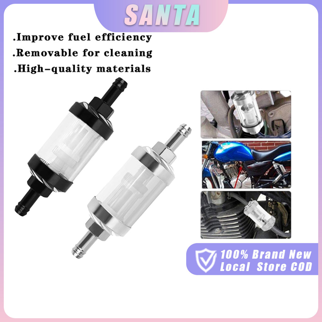 Inline Filter Universal Chrome Glass Fuel Petrol Crude Oil Engine ...
