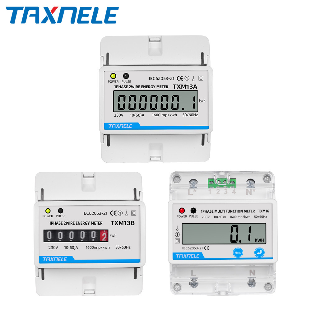 Din Rail Digital Power Energy Meter Single Phase 2 Wire kWh AC 230V