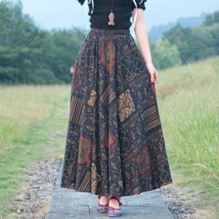 Cotton Linen Printed Long Skirt Large Hem Spring Summer Ethnic Style A Line Skirt Women Shopee Philippines