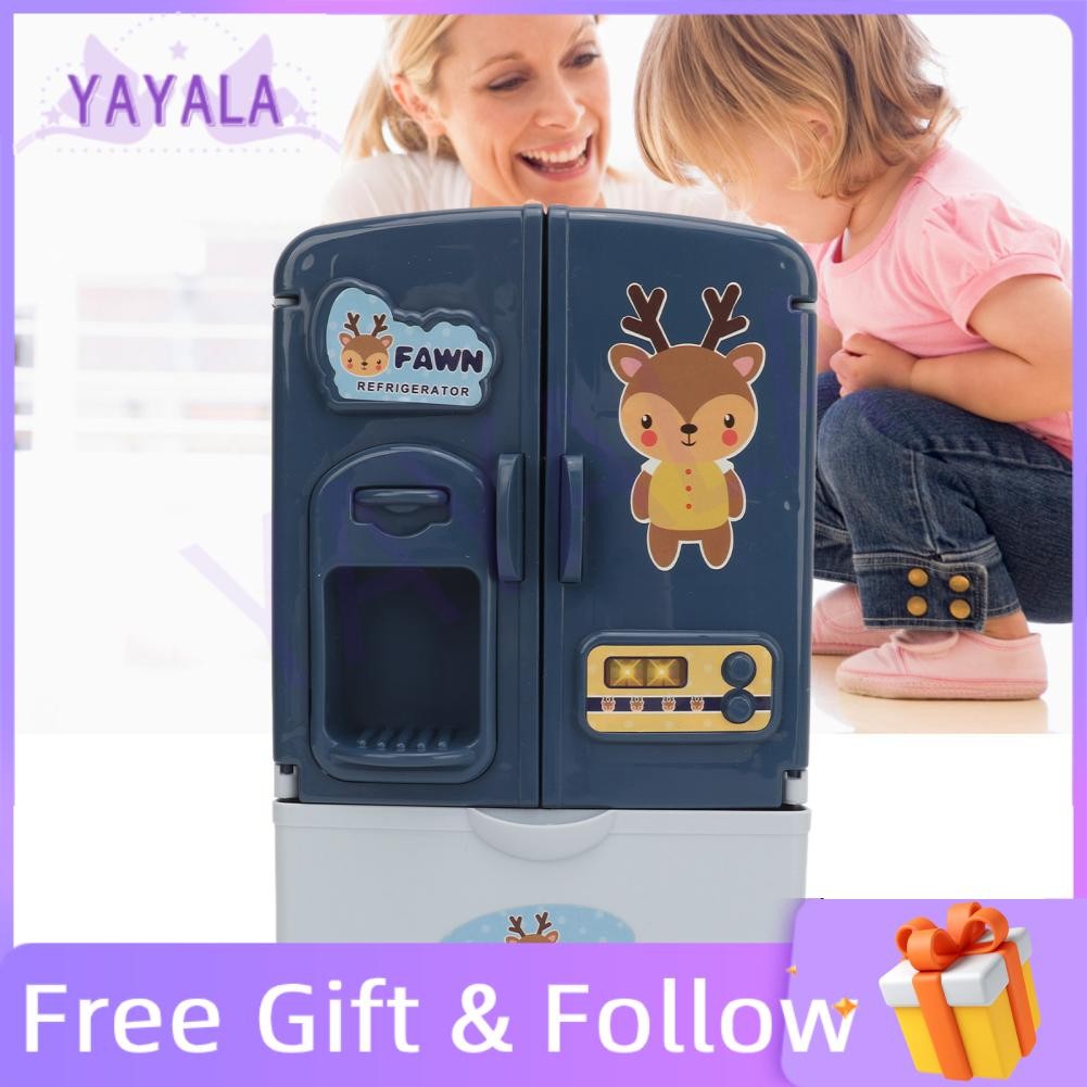 Yayala Dollhouse Refrigerator Intelligent Miniature Fridge Double Door