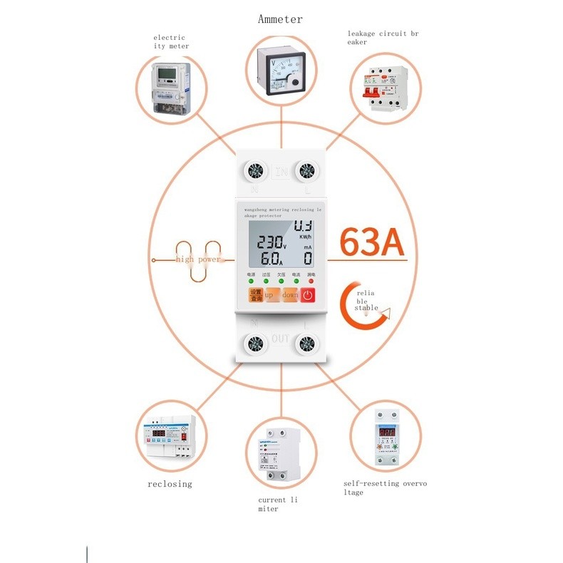 Household intelligent single-phase 220v rail type smart meter metering ...
