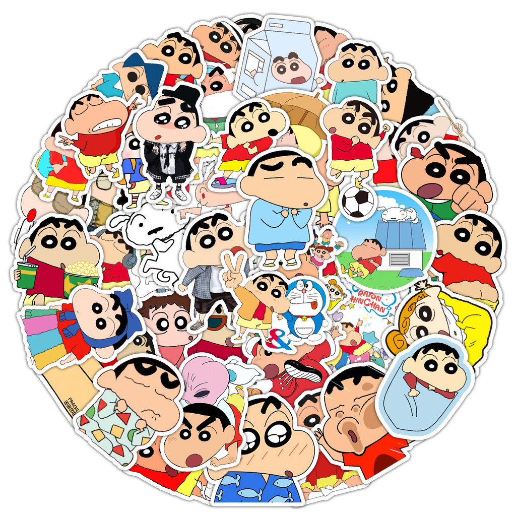 50pcs Crayon Shin-Chan Cute Japan Cartoon Waterproof PVC Stickers (3 ...