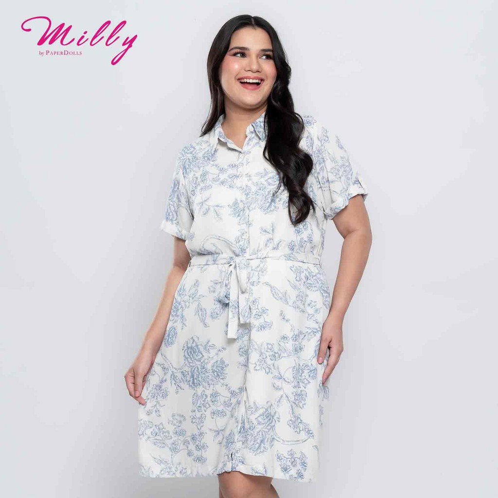 Milly Plus Size Liliana Floral Toile Shirt Dress with Sash Belt ...