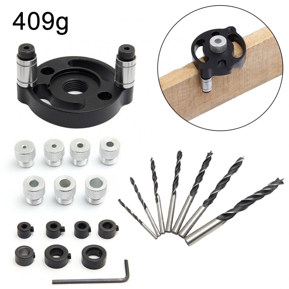 Adjustable Dowel Clamp and Drill Guide Kit 23 Pieces for Woodwork