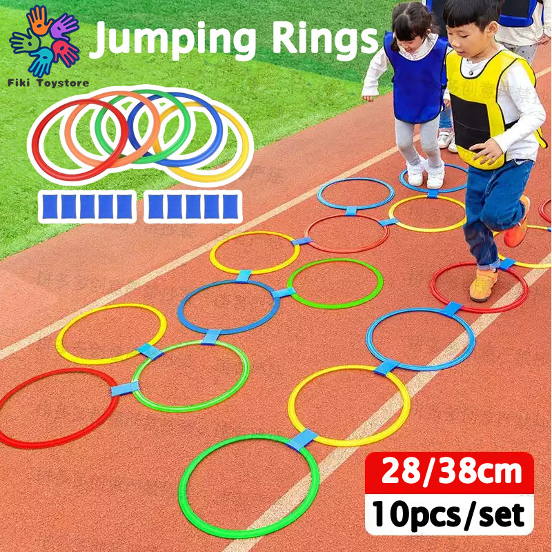 10pcs Jumping Rings Game Set Hopscotch Lattice Jump Ring Outdoor Kids ...
