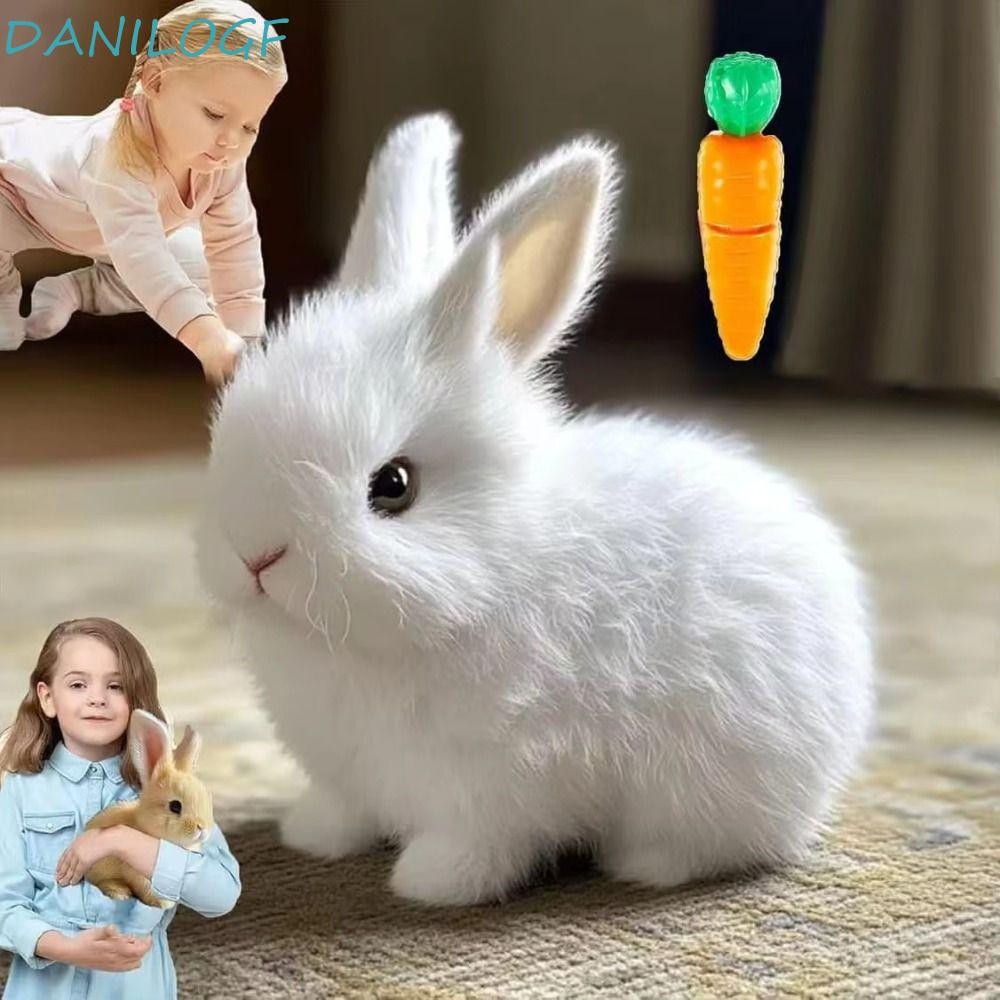 DANILOGF My Realistic Bunny Toy, Wiggle Ears Stuffed Animal Electric ...