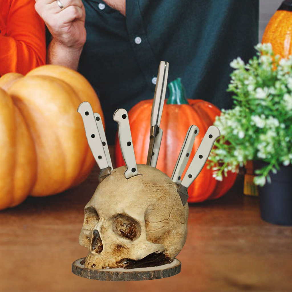 1 Pcs Skull Knife Holder Resin Scary Hallowmas Storage Rack, Creative ...
