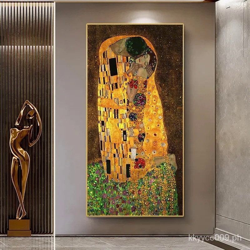 Gustav Klimt Kiss Lover Canvas Art Print Painting Romantic Couple ...
