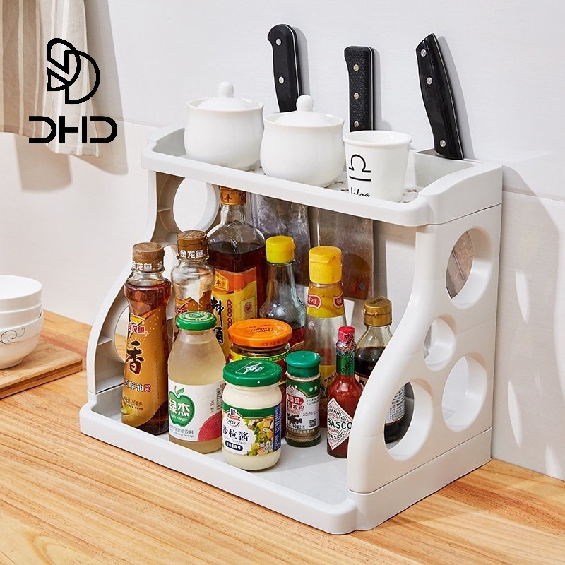 SPICE SEASONING STORAGE RACK KITCHEN FLOOR SHELF DOUBLE-LAYER KITCHEN ...