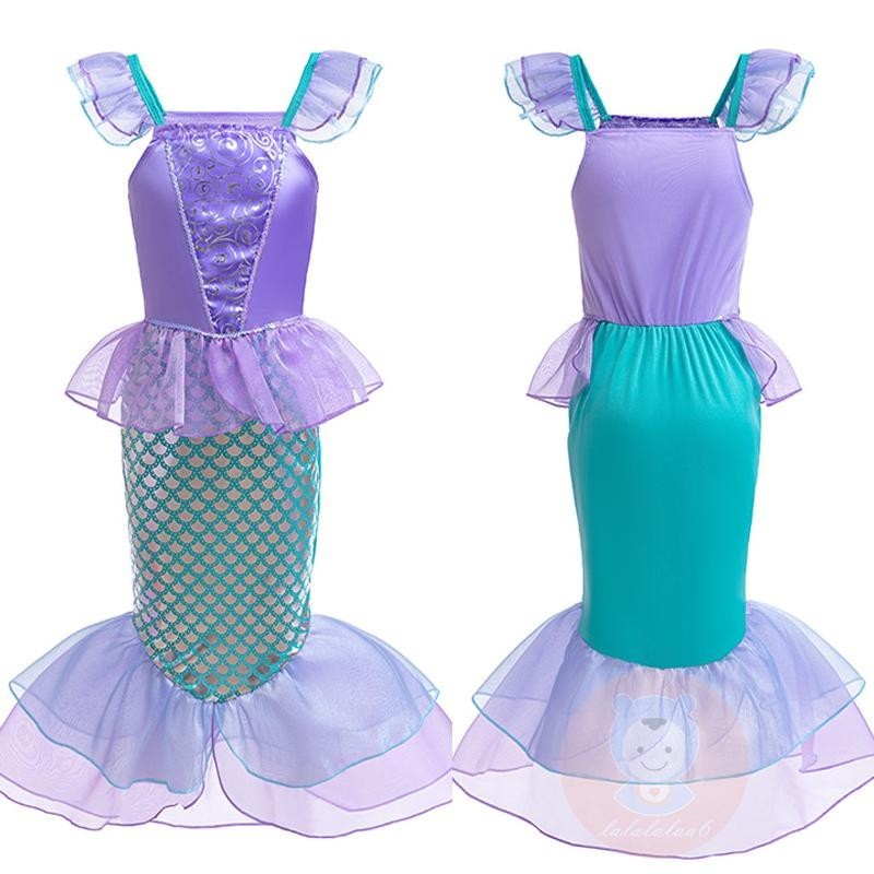 LAA6Little Girl Mermaid Deluxe Sea Princess Cosplay Mermaid Dress for