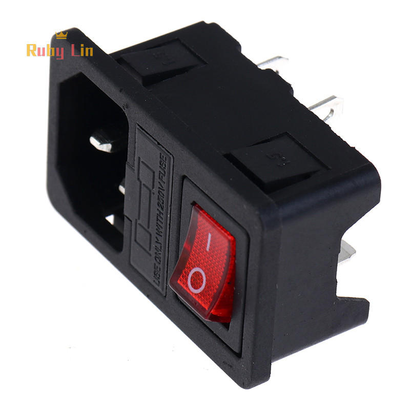 Ruby Lin Inlet Male Power Socket With Fuse Switch 10A 250V 3 Pin IEC320 ...