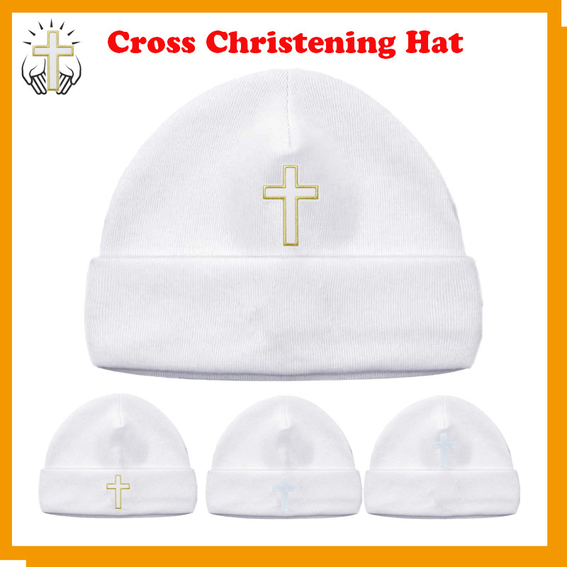 White Christening Hat for Baby Girl Boy Baptism Customize Caps Cotton ...