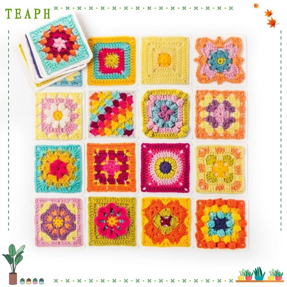 TEAPH Knitted Pattern Cards Set, Embroidery Thread Wrapping Granny