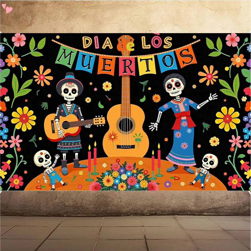 Day Of The Dead Decoration Backdrop Mexican Dia DE Los Muertos Hanging