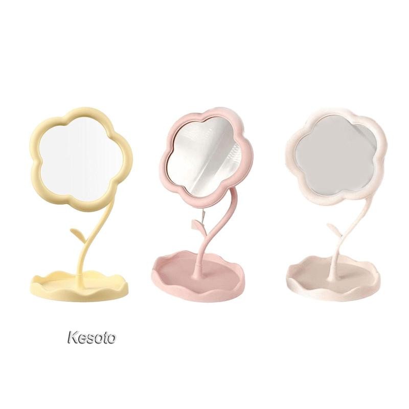 [Kesoto] Makeup Mirror for Desk with Jewelry Tray Small 360 Rotating