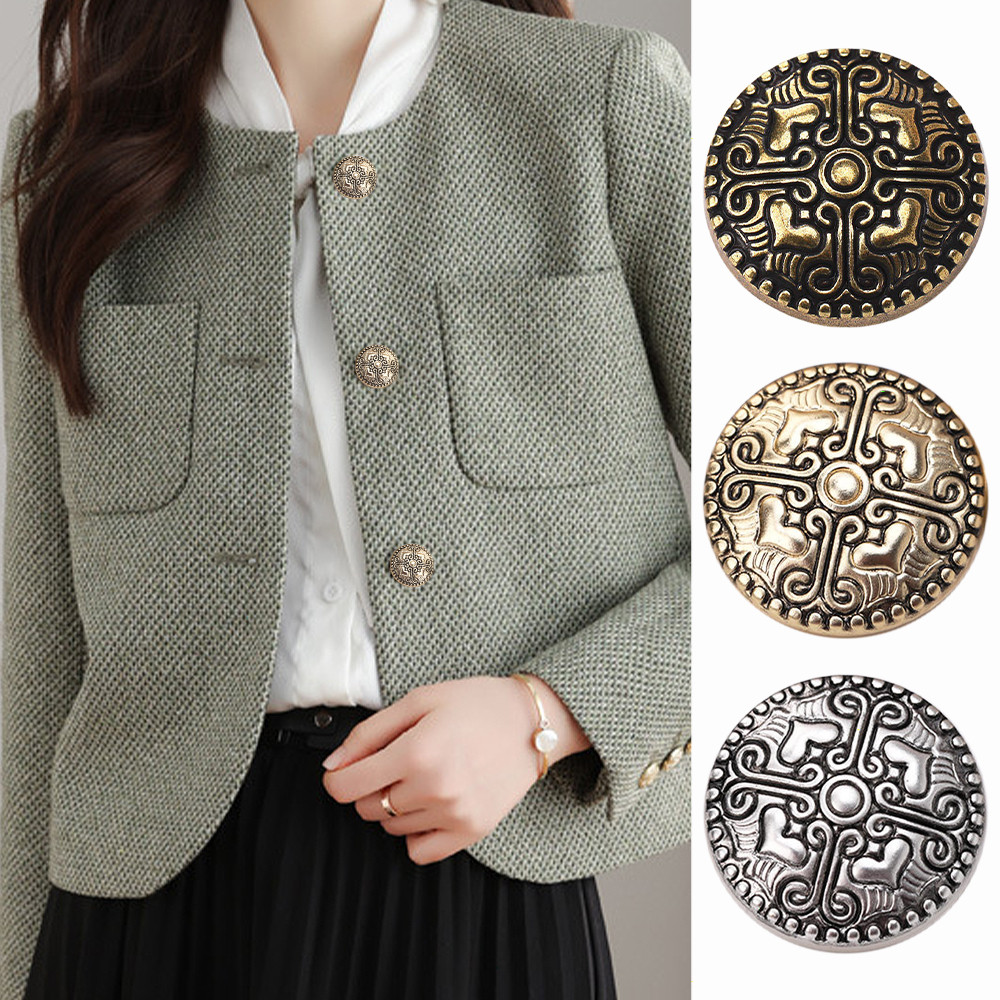 10 Pieces/set Fashion Wheat Shield Crown Design Round Metal Buttons ...