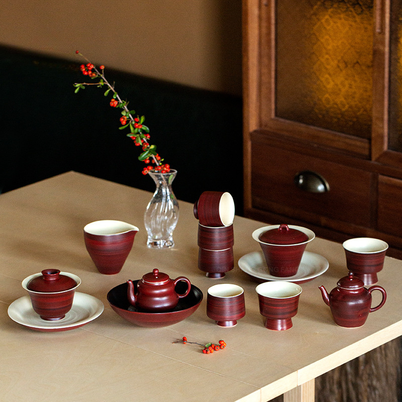 Tea Set Tea Cup Tea Pot Japanese Hawthorn Red Stoneware Teapot Gaiwan
