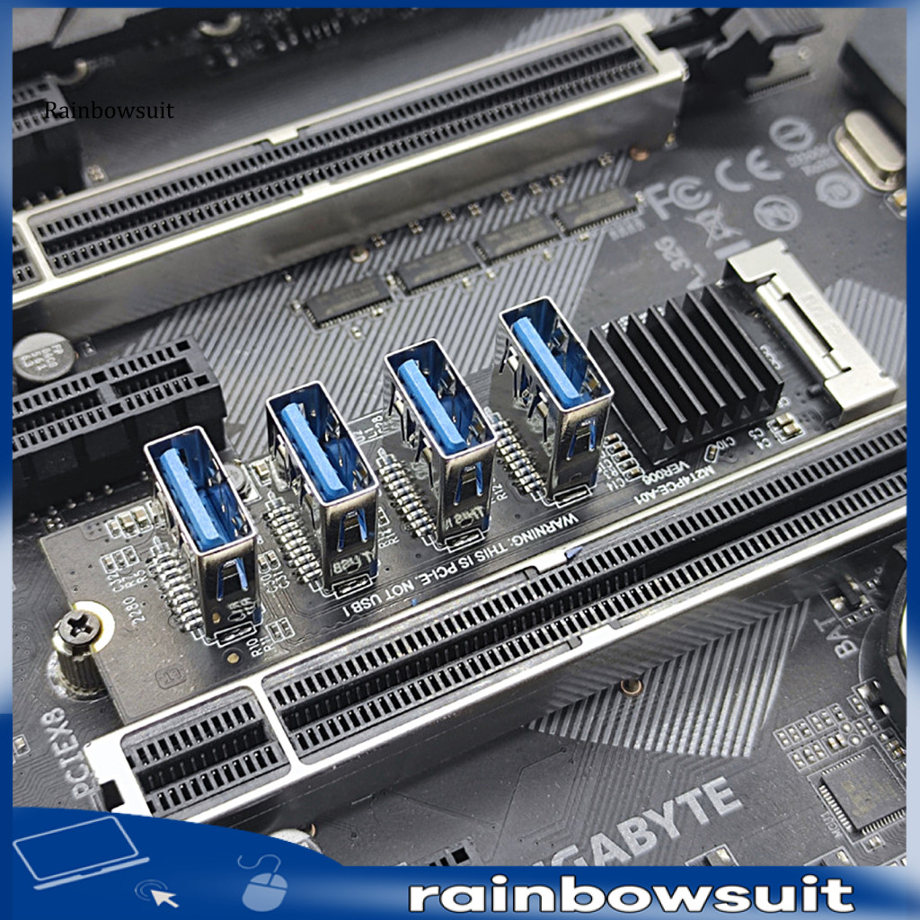 [RB] Portable Converter Card for GPU Mining M2 NVME KEY-M to 4 Ports ...