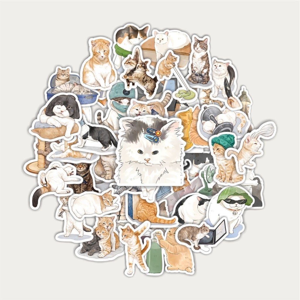 Funny Cat Sticker Pack [Cute Cat] | TUMBLR Sticker | LAPTOP Stickers ...