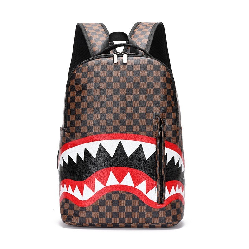 ♥♥Best Selling♥♥Men's Bag New Shark Mouth Teeth Printing Backpack High ...