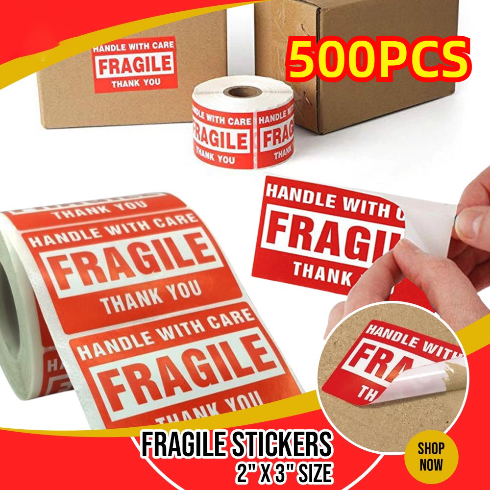 500PCS 1/3 inch Fragile Stickers Warning Label for Parcels and Boxes ...