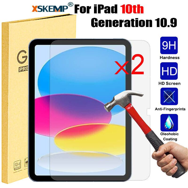 2Pcs For iPad 10.9 10th 10.2 9th 8th 7th Pro 11 Tempered Glass Screen ...