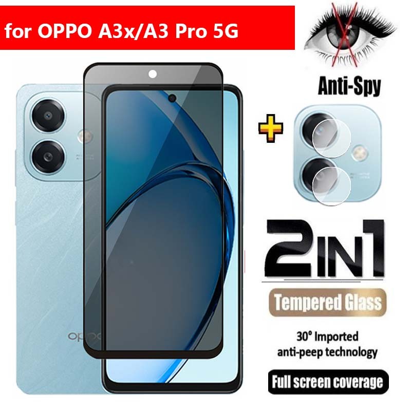 2in1 For Oppo A3x A3 X A3 Pro A3pro 5g Privacy Screen Protect Glass Film Full Cover Anti Spy 0944