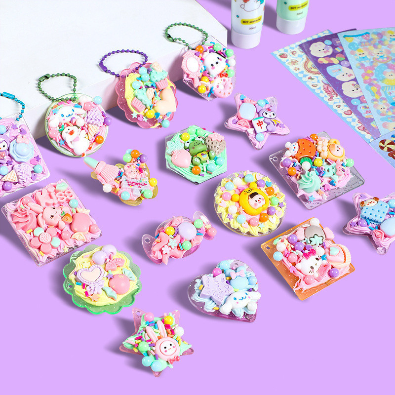 Geetoy 303 Pcs Guka Set Keychain Box DIY Ice Cream Sticker Set Goo Card ...